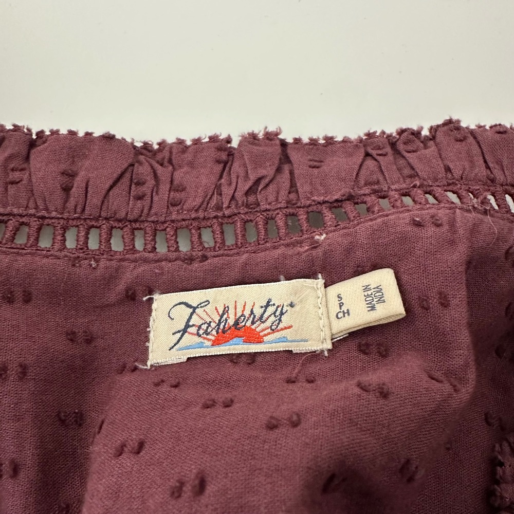 Faherty Willa Long Sleeve Blouse Catawba Grape Burgundy‎ S - Picture 12 of 14
